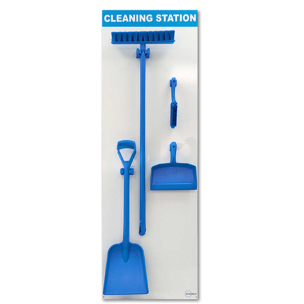 5S Shadow Board Cleaning Kit – Shovel, Broom, Dust Pan and Brush