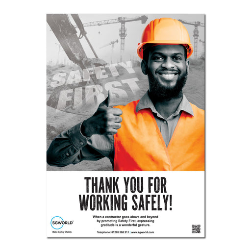 Thank You For Working Safely - Poster