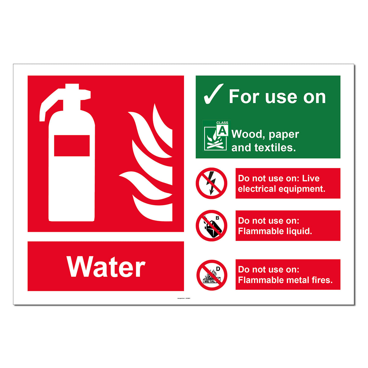 Water Fire Extinguisher Safety Sign — SG World