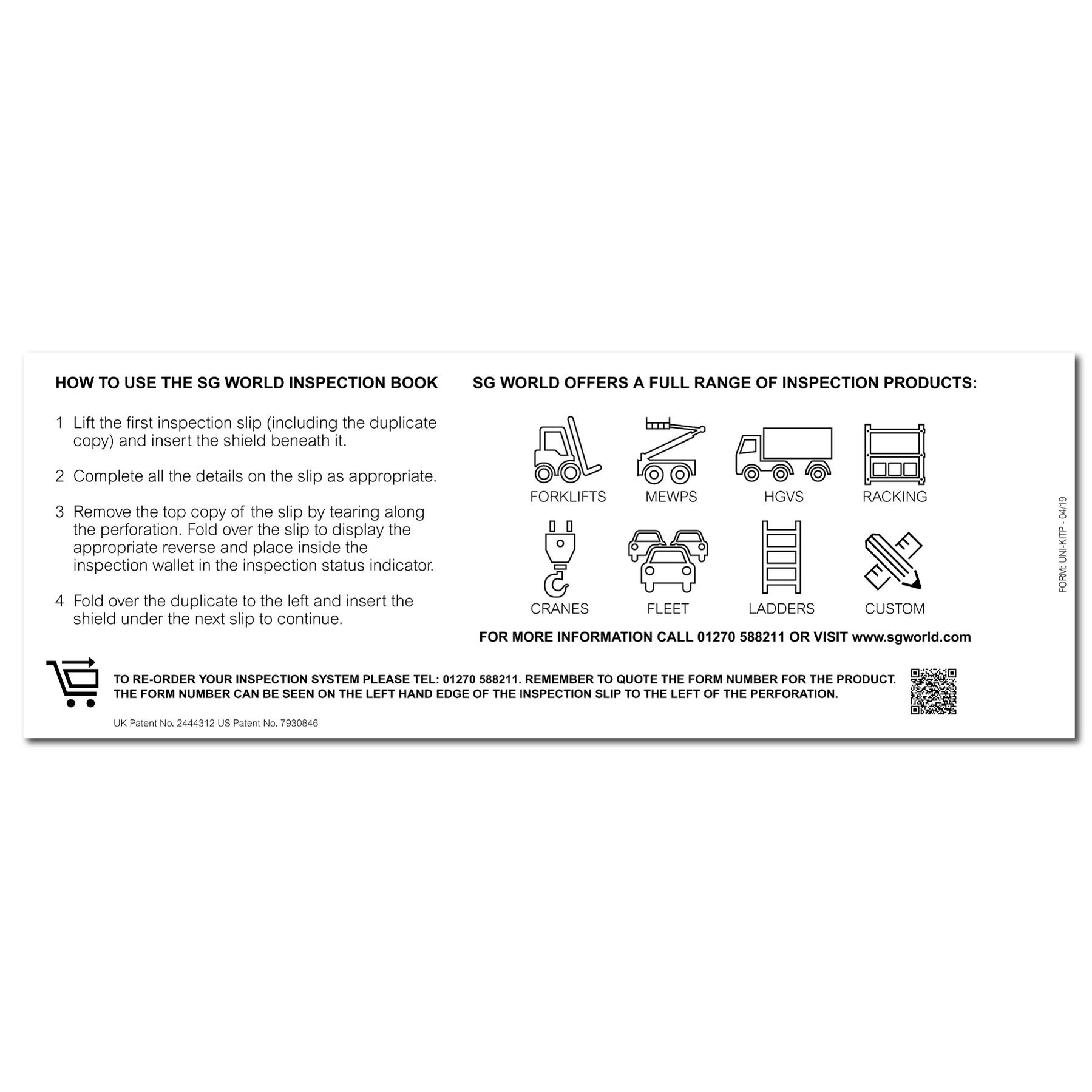 MEWP Pre-Use Visual Inspection Checklist (Pad of 30) | SG World